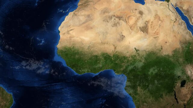 Cinematic 3D Earth Globe Orbital Zoom into Burkina Faso Borders