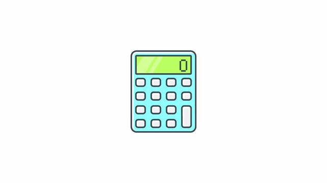 Minimalist digital calculator icon animation on white background.