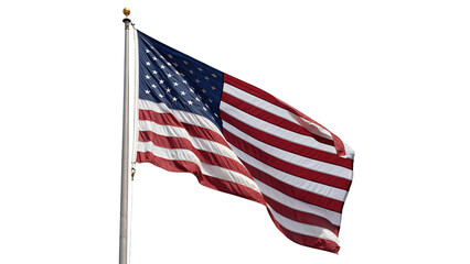 Obraz premium National flag of United States USA flagpole emblem isolated on transparent background.