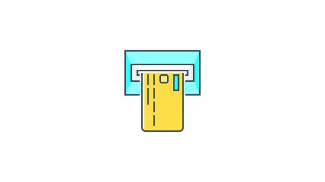 Minimalist Vector Illustration of a Credit Card Being Inserted Into an ATM Slot.