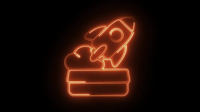 Glowing neon release icon isolated on black background. HD Video motion graphic animation