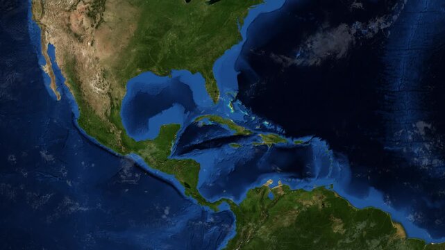 Cinematic 3D Earth Globe Orbital Zoom into Cuba Borders