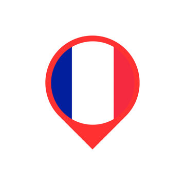 France flag location pin icon representing French travel destination navigation map marker for tourism and national geography identification