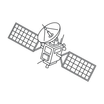 Artificial satellite with solar panels and parabolic antenna for space exploration