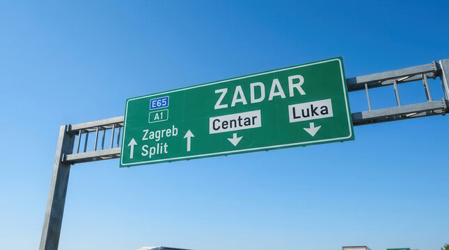 Croatian Highway Signage Directions To Zadar And Other Cities