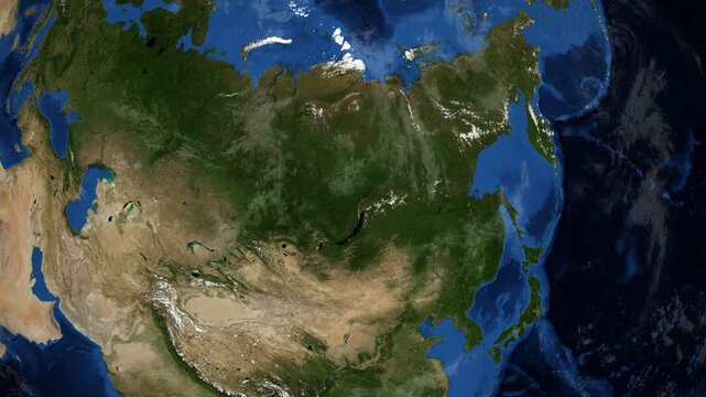 Cinematic 3D Earth Globe Orbital Zoom into Irkutsk Region, Russia Borders