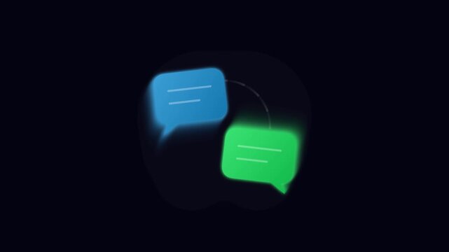 Modern 3D animation of glowing chat bubbles for messaging and social media communication concepts