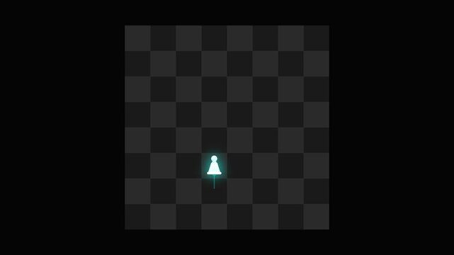 Top down view of single white pawn on dark checkerboard background for strategy concept