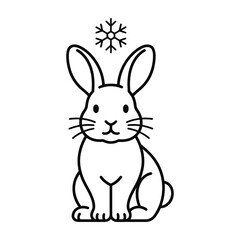 Fototapeta premium Cute bunny with snowflake sitting animal winter
