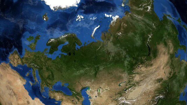 Cinematic 3D Earth Globe Orbital Zoom into Komi Region, Russia Borders