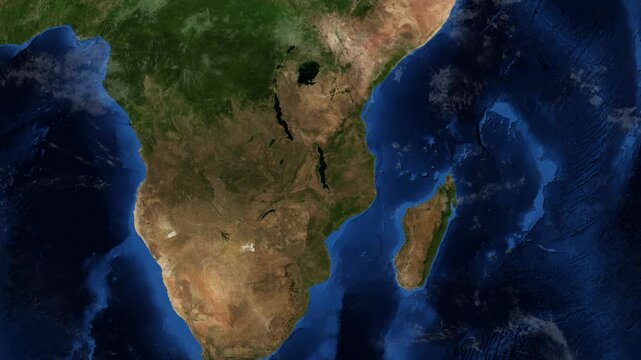 Cinematic 3D Earth Globe Orbital Zoom into Malawi Borders