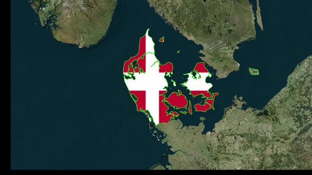 Denmark Map Animation with Country Outline and Geographic Location