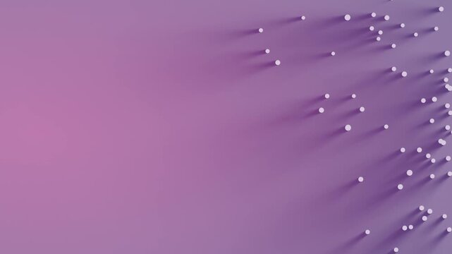 10s seamless loop of slowly floating lavender 3D dots with realistic soft shadows on a periwinkle gradient. Calm, dreamy background for wellness, beauty and creative projects