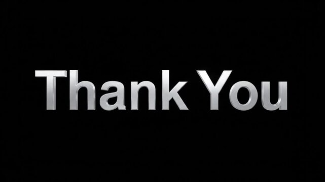 Metallic thank you text shines with bright glowing edges in this elegant 3d motion video animation
