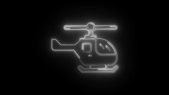 Glowing neon air taxi icon isolated on black background. HD Video motion graphic animation