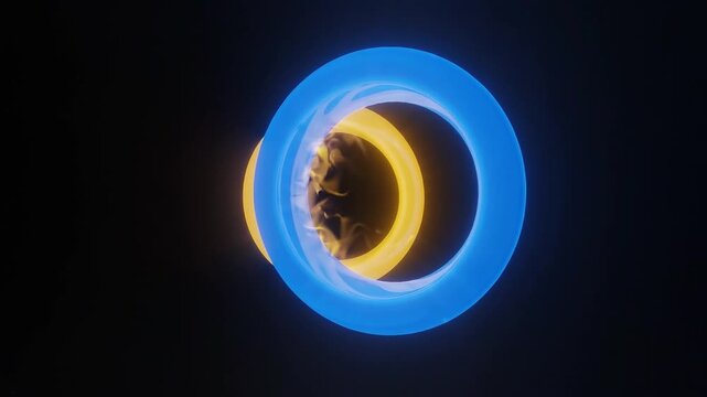 Luminous neon rings gif background abstract 3d digital art