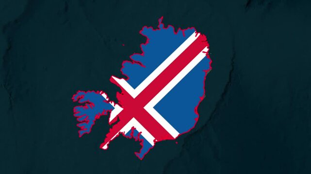 Iceland Map with National Flag Zoom and Rotating Animation on Satellite Earth View