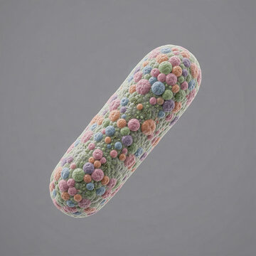 Detailed view of colorful bacteria showcasing various shapes and sizes