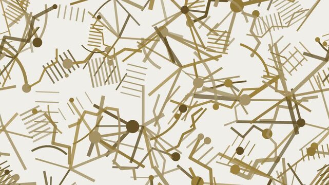 Seamless loop muted gold abstract line motion background