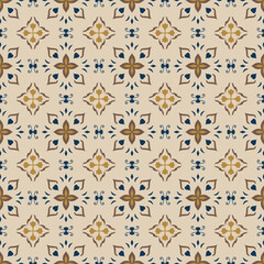 Ornate arabic seamless pattern damask floral ornament background for luxury textile wrapping wallpaper fabric interior design © Natthita