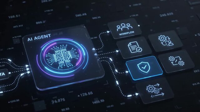 Artificial intelligence agent workflow dashboard animation