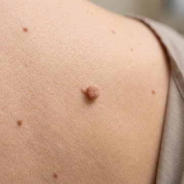 Detailed Close-Up Of A Skin Mole On A Person's Shoulder