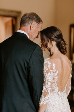 Father and Bride Sharing Emotional Moment Before Wedding