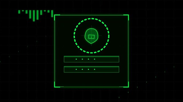 Digital Cyber Security Shield HUD Interface Animation