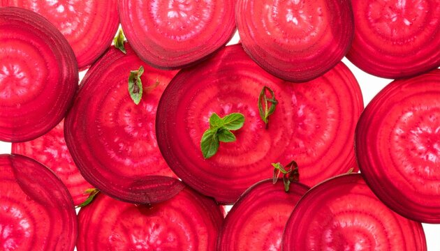 Fresh sliced red beetroot vegetable slices arranged on a surface with sliced beet raw vegetable organic produce vegetable