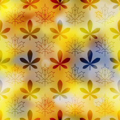 Vector background of stylized leaves, autumn leaves, geometric ordered structure, seamless pattern © Valerii