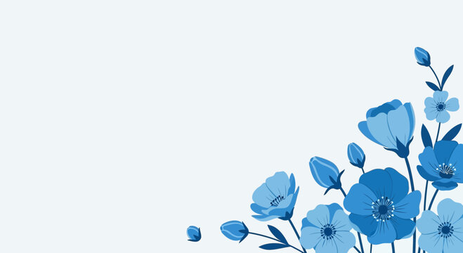 Elegant Blue Floral Design Vector Illustration