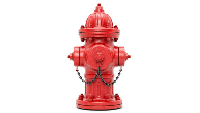 Bright red fire hydrant isolated on a clean white background studio shot