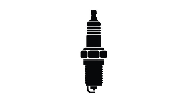 Spark plug illustration with a black silhouette against a white background