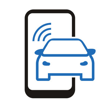 car with mobile phone with wifi signal bar, suitable for modern technology transportation Logo vector.