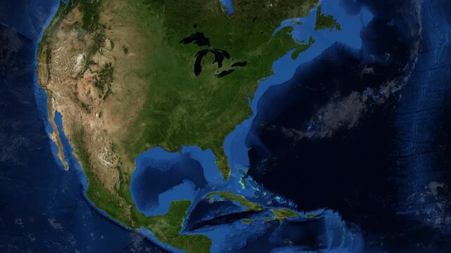 Cinematic 3D Earth Globe Orbital Zoom into South Carolina, United States Borders