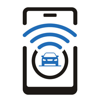 car with mobile phone with wi-fi signal bar, suitable for modern technology transportation Logo vector.