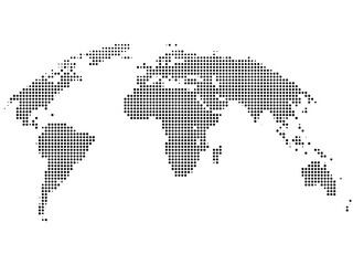 Fototapeta premium Dotted world map with connected black points representing global network on transparent background