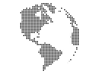 Global world map with dot pattern and continent shapes for data presentation on transparent © X Land 