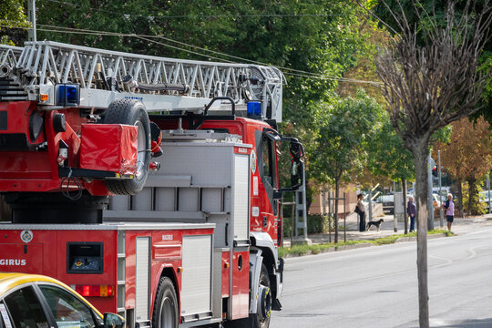 Hungarian Fire Engine Parked In Urban Street