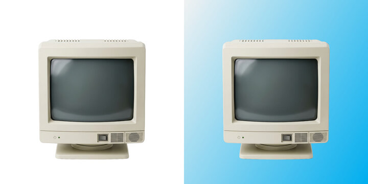 Vintage computer monitor display screen from retro technology era