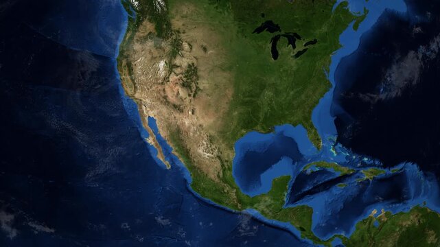 Cinematic 3D Earth Globe Orbital Zoom into Texas, United States Borders