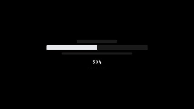 A minimalist white progress bar on a black background gradually fills from 11% to 79%, accompanied by an increasing percentage counter.