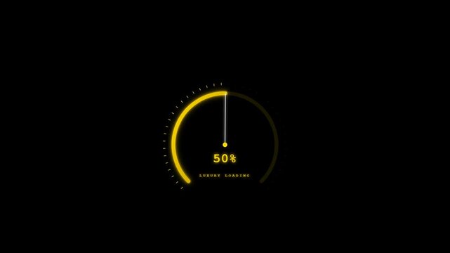 A yellow circular loading bar on a black background progresses from 11% to 79%. The percentage and arc increase steadily, indicating a system or application loading process.