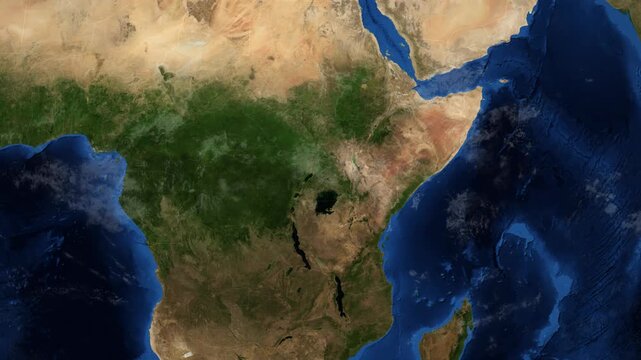 Cinematic 3D Earth Globe Orbital Zoom into Uganda Borders