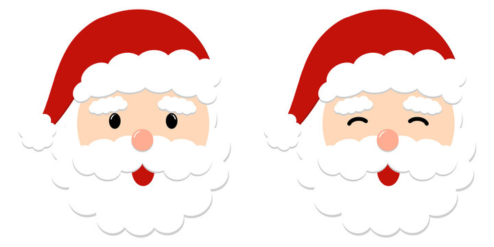 Santa Claus Head Set on Transparent Background