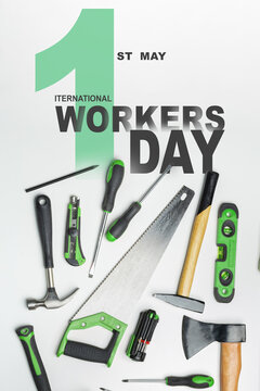 Celebrating international workers day on 1st May with tools and equipment