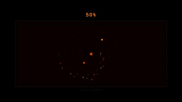 Animated visualization of an isochrone sequence featuring glowing orange points moving on a dark background, representing stellar evolution progress indicated by percentage markers.