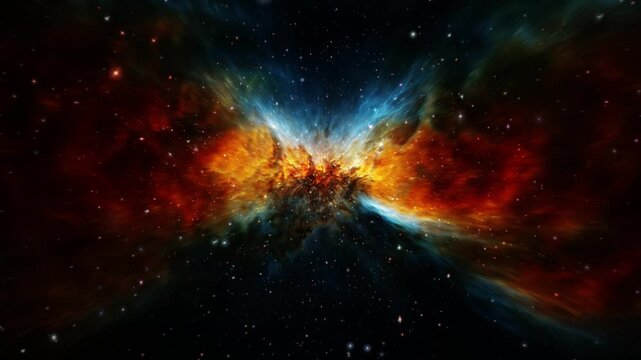 Loop Galaxy space travel glow orange orion nebula stars space travel cloud in deep space abstract sci fi background. 4K 3D seamless loop Sci-Fi Space flight to glow energy gas dust cloud nebula. 
