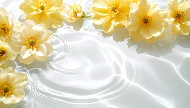 Beautiful spa floral background with yellow blossoms on water 5
