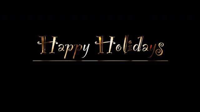 Animaiton of Happy Holiday golden text word. 4K 3D Illustration of isolated word. Happy Holiday golden calligraphy element effect on gray background.  promote advertising concept isolate using QuickTi